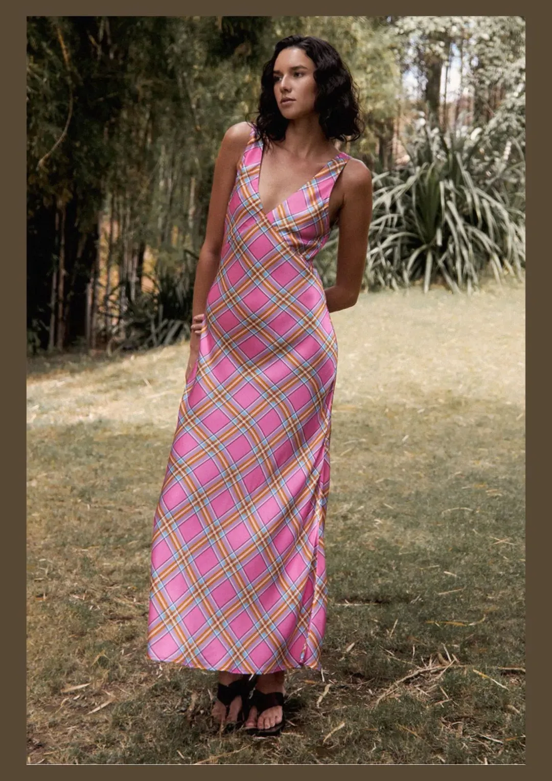 Steele Eadie Maxi Dress Pink Check Size XS / AU 6 for rent on The Volte - main image