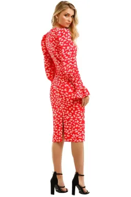 By Johnny Strawberry Leopard Tulip Midi Dress Print Size 8 for rent on The Volte - image 3