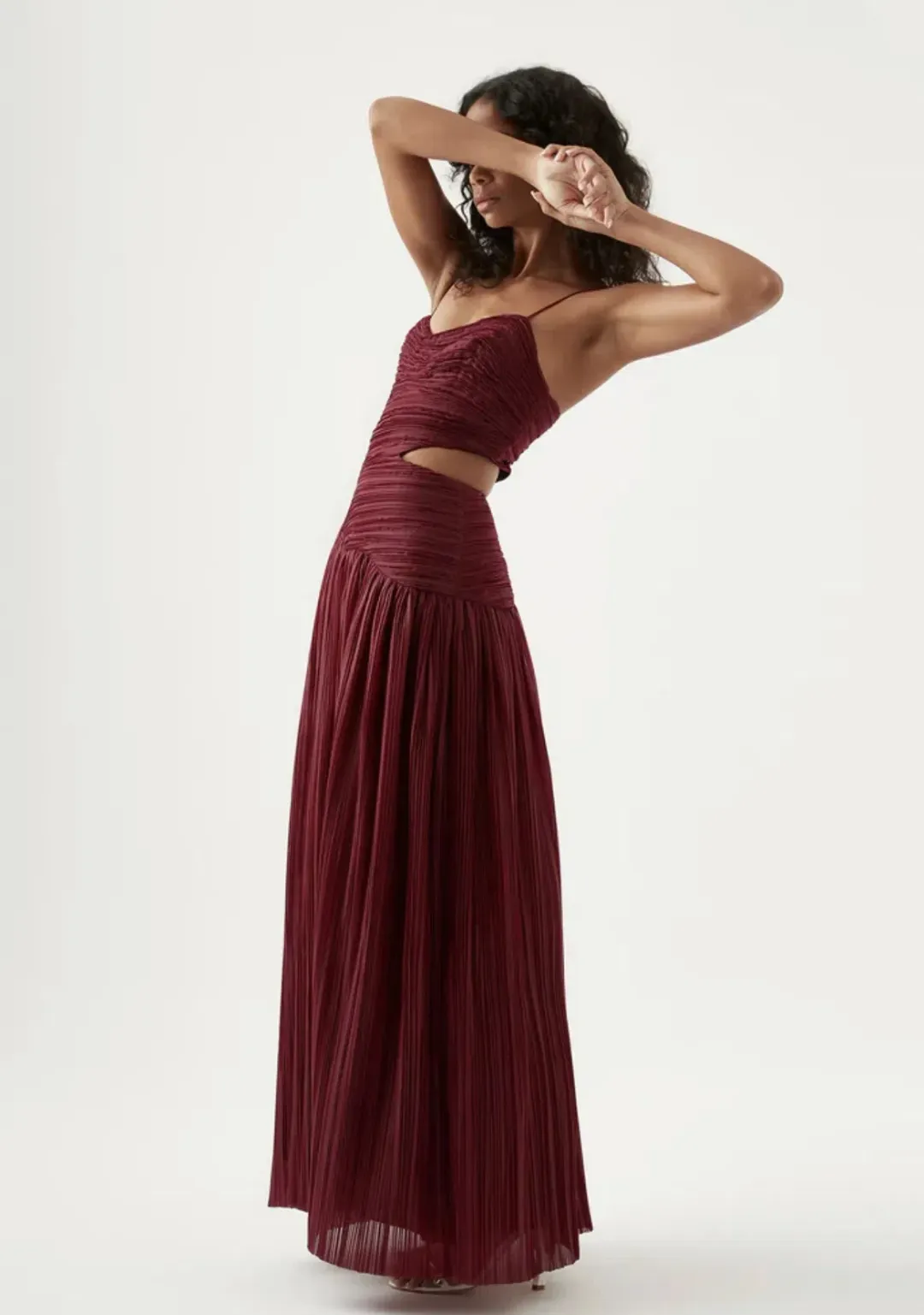 Aje Laurier Wave Maxi Dress Burgundy Size 4 for rent on The Volte - main image