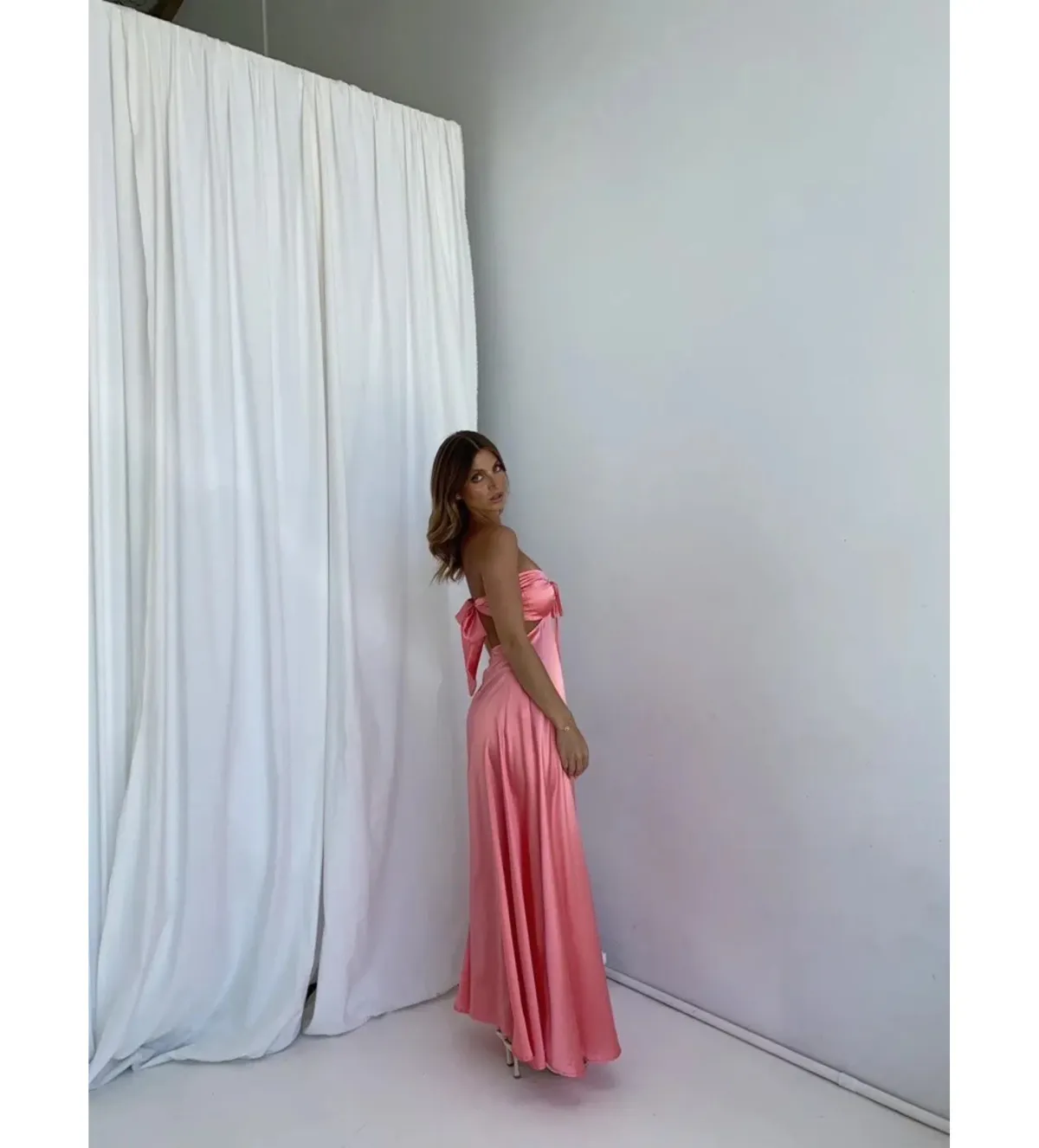 Lane + Sass Lucy Guava Gown Pink Size AU 8 - Image 3