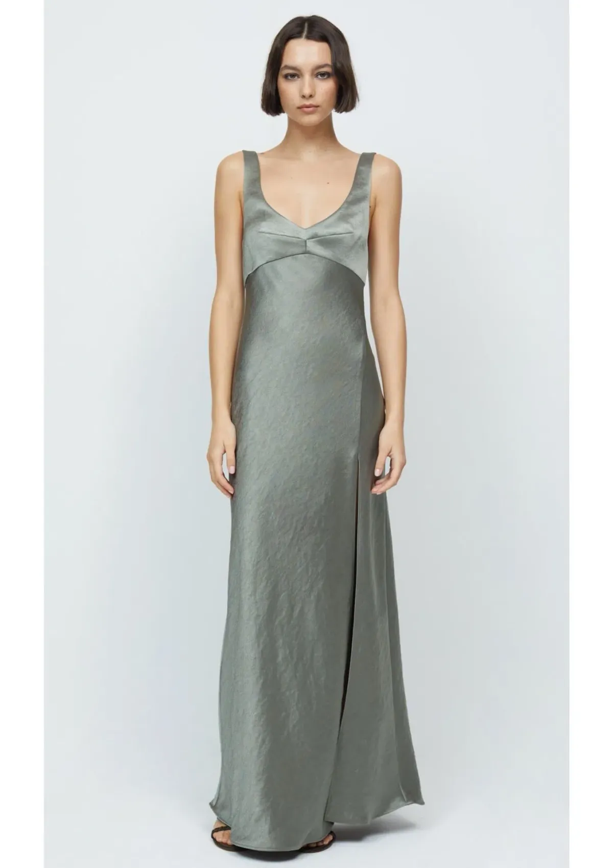 Bec & Bridge Nadia V Maxi Dress Dark Olive Size 8 - Image 1