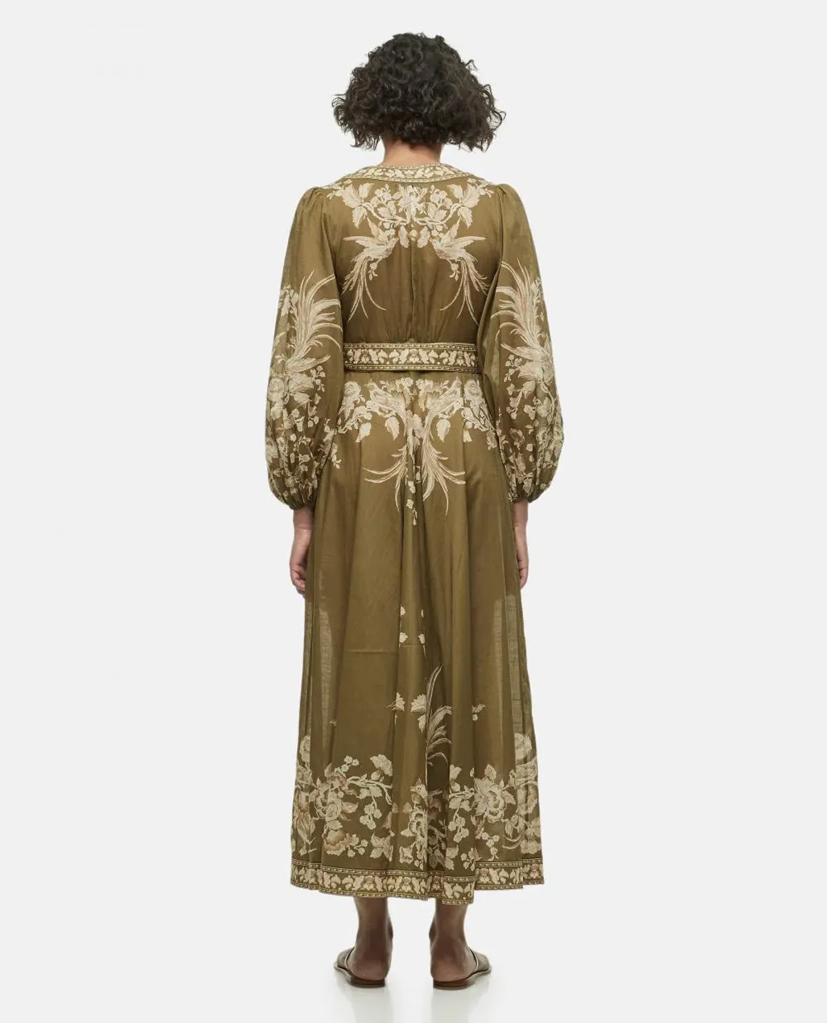 Zimmermann Anneke Cotton Voile Wrap Midi Dress in Olive Green Size 2/Au 12 - Image 2