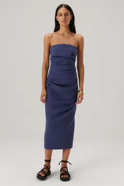 MISHA Calandra Strapless Midi Dress Denim Blue Size 12/L for rent on The Volte - image 1