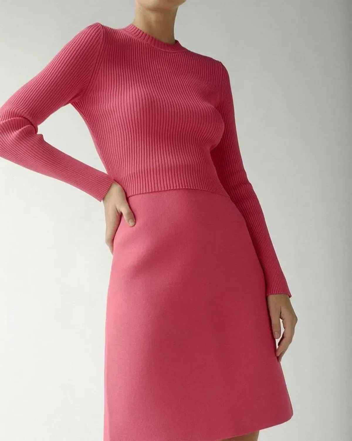 Scanlan Theodore Crepe Knit Tailored Skirt Fuchsia Pink Size S/AU 8 - Image 2