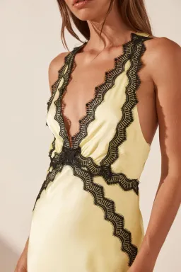 Shona Joy Camille Lace Cross back Midi Dress Limoncello/Black Size 6 for rent on The Volte - image 2