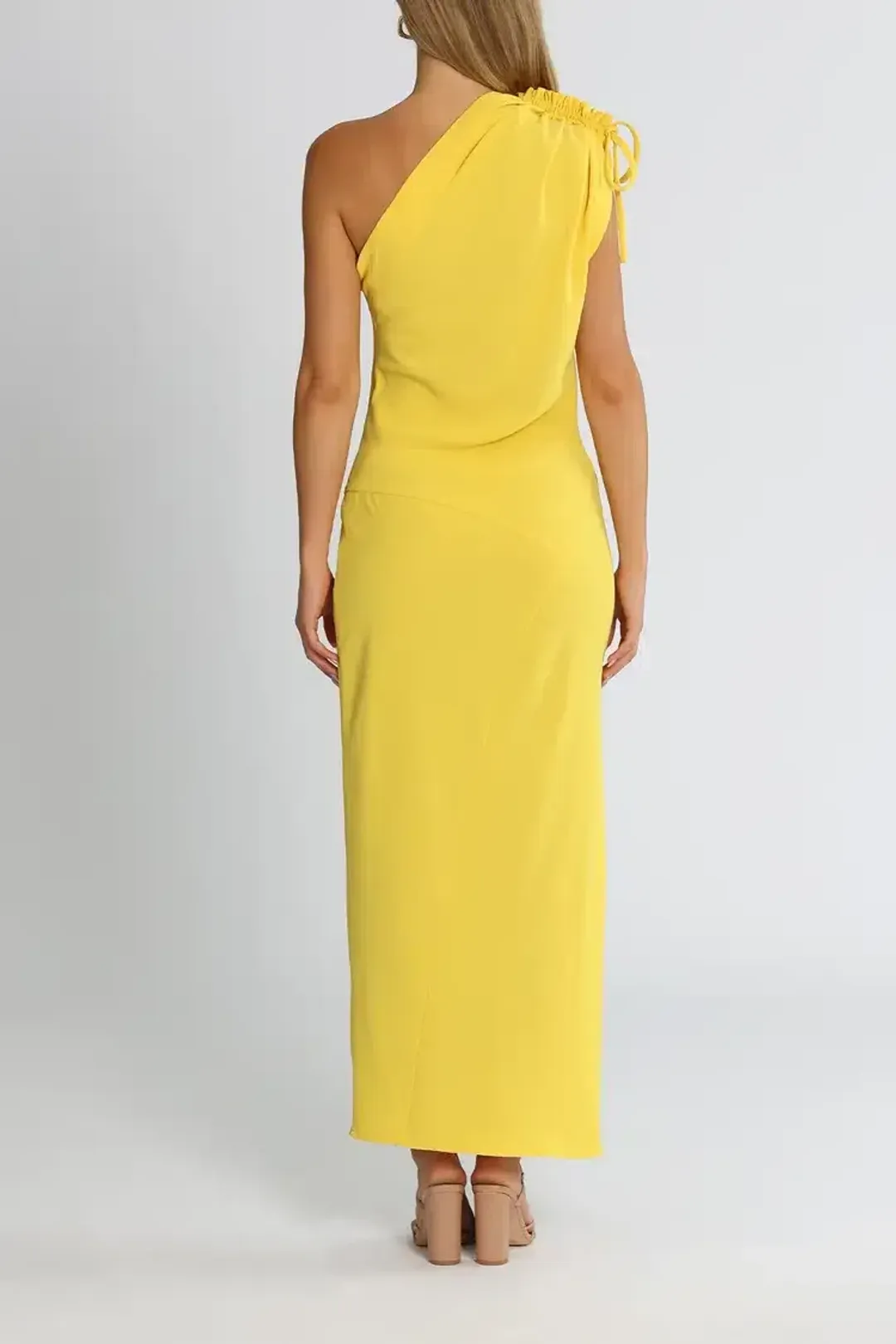 By Johnny Jasmine One Shoulder Dress in Yellow Size 10 for rent on The Volte - main image