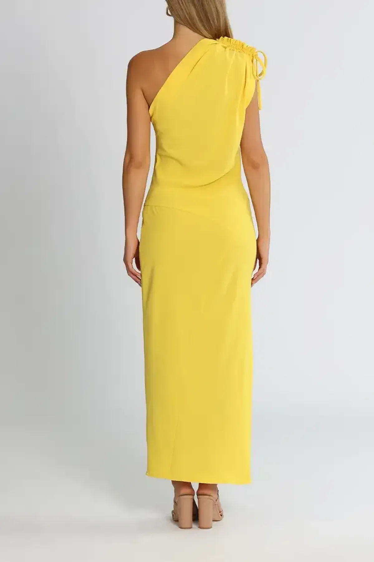 By Johnny Jasmine One Shoulder Dress in Yellow Size 10 - Image 3
