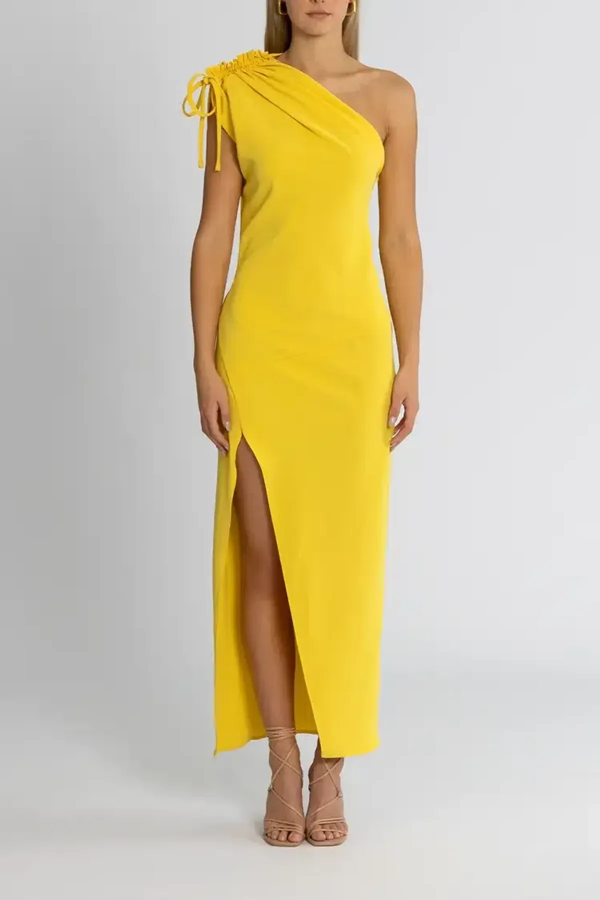 By Johnny Jasmine One Shoulder Dress in Yellow Size 10 - Image 1