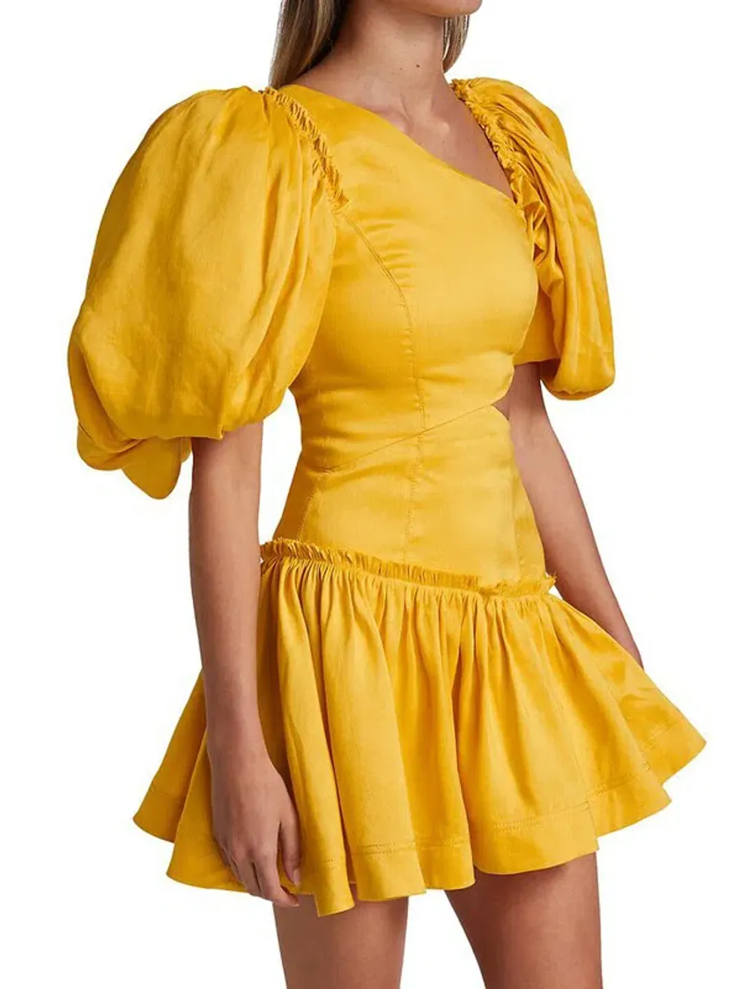 Aje Chateau Mini Dress Yellow Size 8 for rent on The Volte - main image