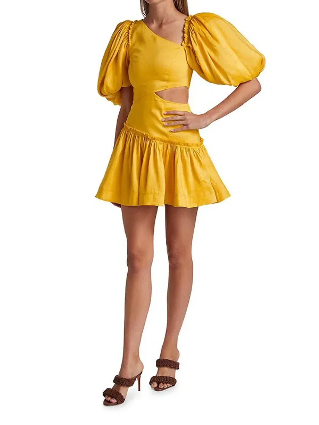 Aje Chateau Mini Dress Yellow Size 8 for rent on The Volte - main image