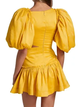 Aje Chateau Mini Dress Yellow Size 8 for rent on The Volte - image 3