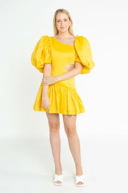 Aje Chateau Mini Dress Yellow Size 8 for rent on The Volte - image 1