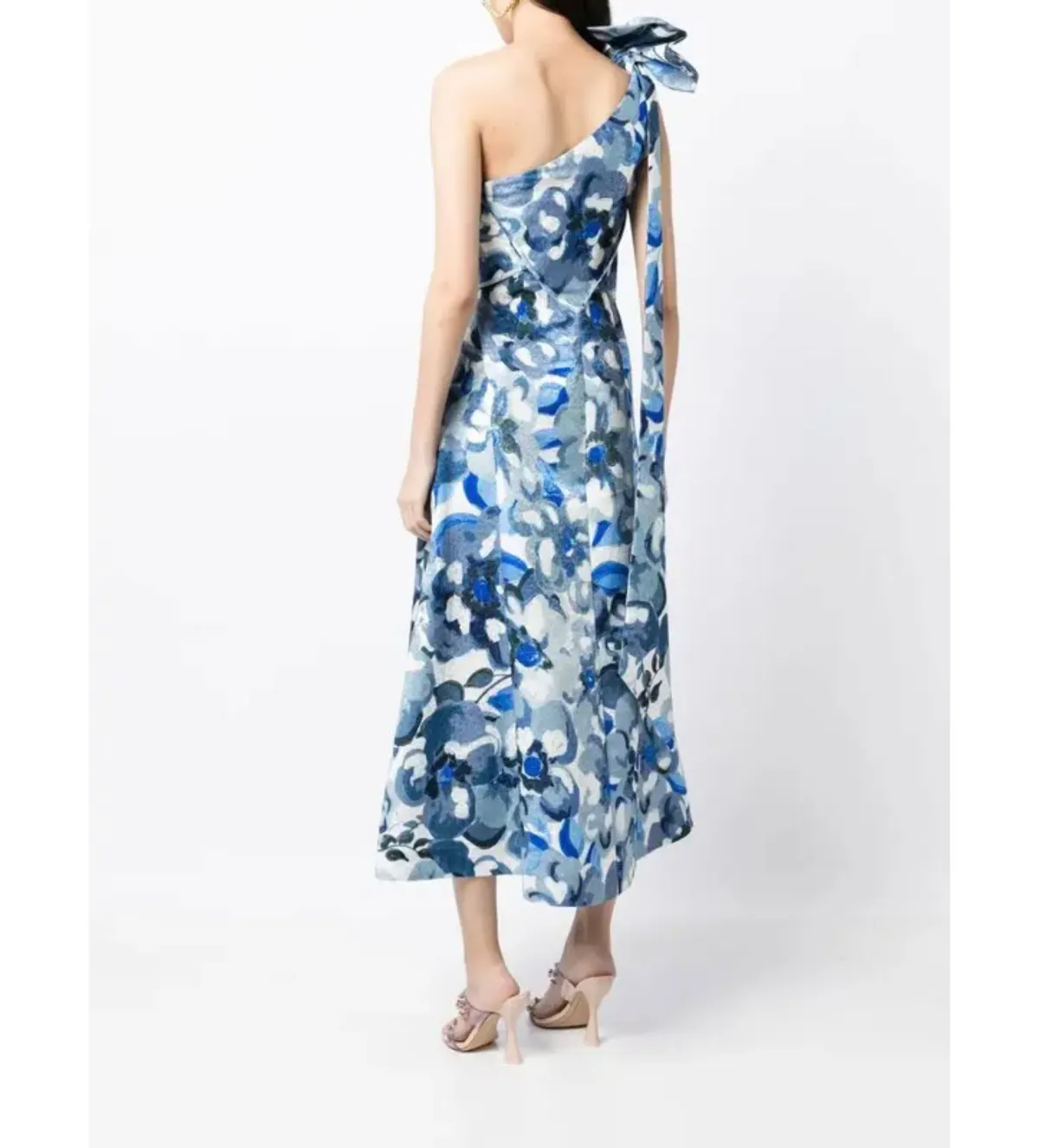 Rachel Gilbert Emiliano Dress in Blue Print Size 4/AU14 - Image 2