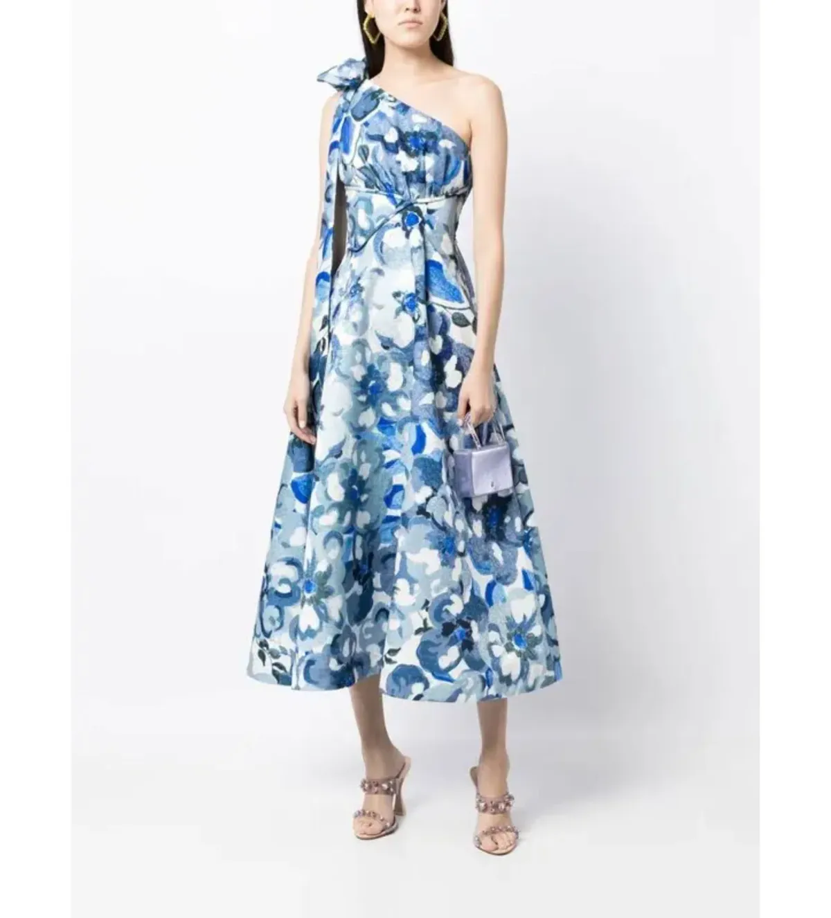 Rachel Gilbert Emiliano Dress in Blue Print Size 4/AU14 - Image 1