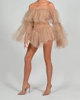 The Dolls House Madonna Shorts in Gold Polka Print Size XS / Au 4 for rent on The Volte - image 1
