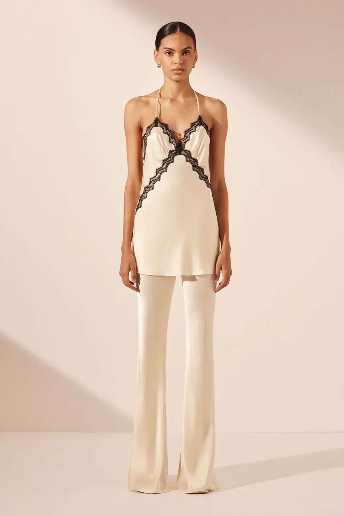 Shona Joy Camille Long Line Cami Cream/Black Size 8 for rent on The Volte - main image