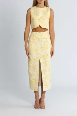 By Johnny Callie Sun Crop and Skirt Set Yellow Print Size 6 for rent on The Volte - image 1