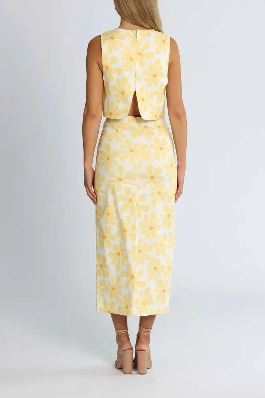 By Johnny Callie Sun Crop and Skirt Set Yellow Print Size 6 for rent on The Volte - main image