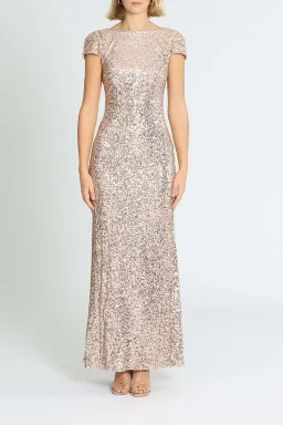 Badgley Mischka Sequin Cowl Back Gown Blush Size 16 for rent on The Volte - image 1