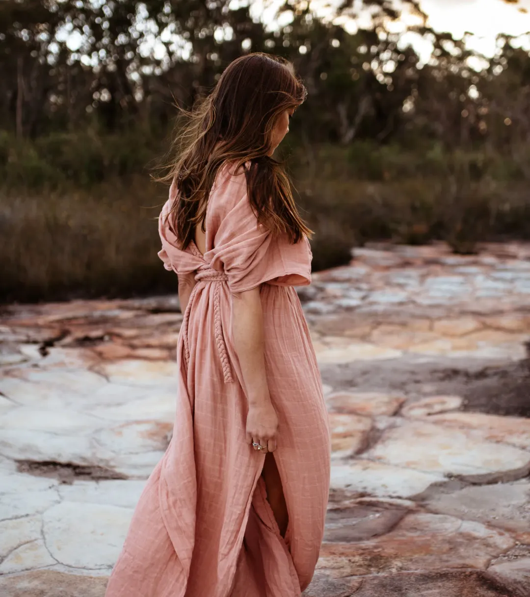 Chic Le Frique Ophelia Maxi Dress Salmon Pink One Size for rent on The Volte - main image