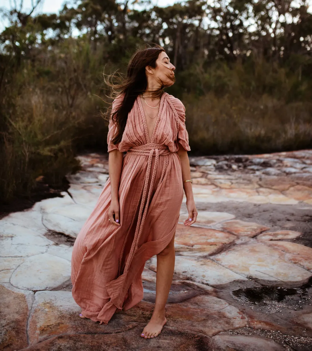 Chic Le Frique Ophelia Maxi Dress Salmon Pink One Size for rent on The Volte - main image