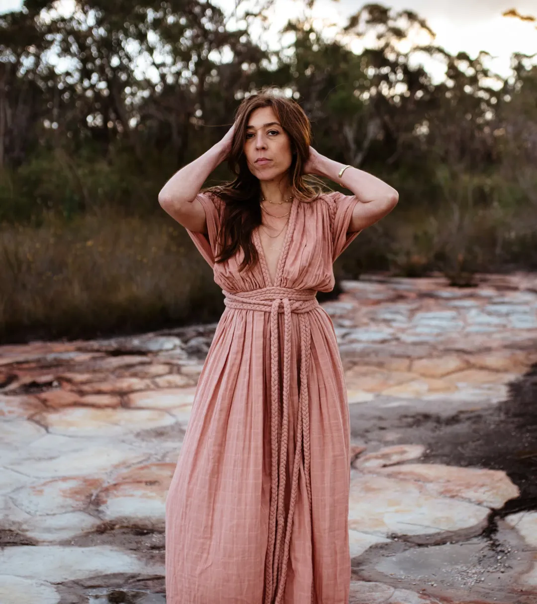 Chic Le Frique Ophelia Maxi Dress Salmon Pink One Size for rent on The Volte - main image