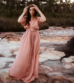 Chic Le Frique Ophelia Maxi Dress Salmon Pink One Size for rent on The Volte - image 4
