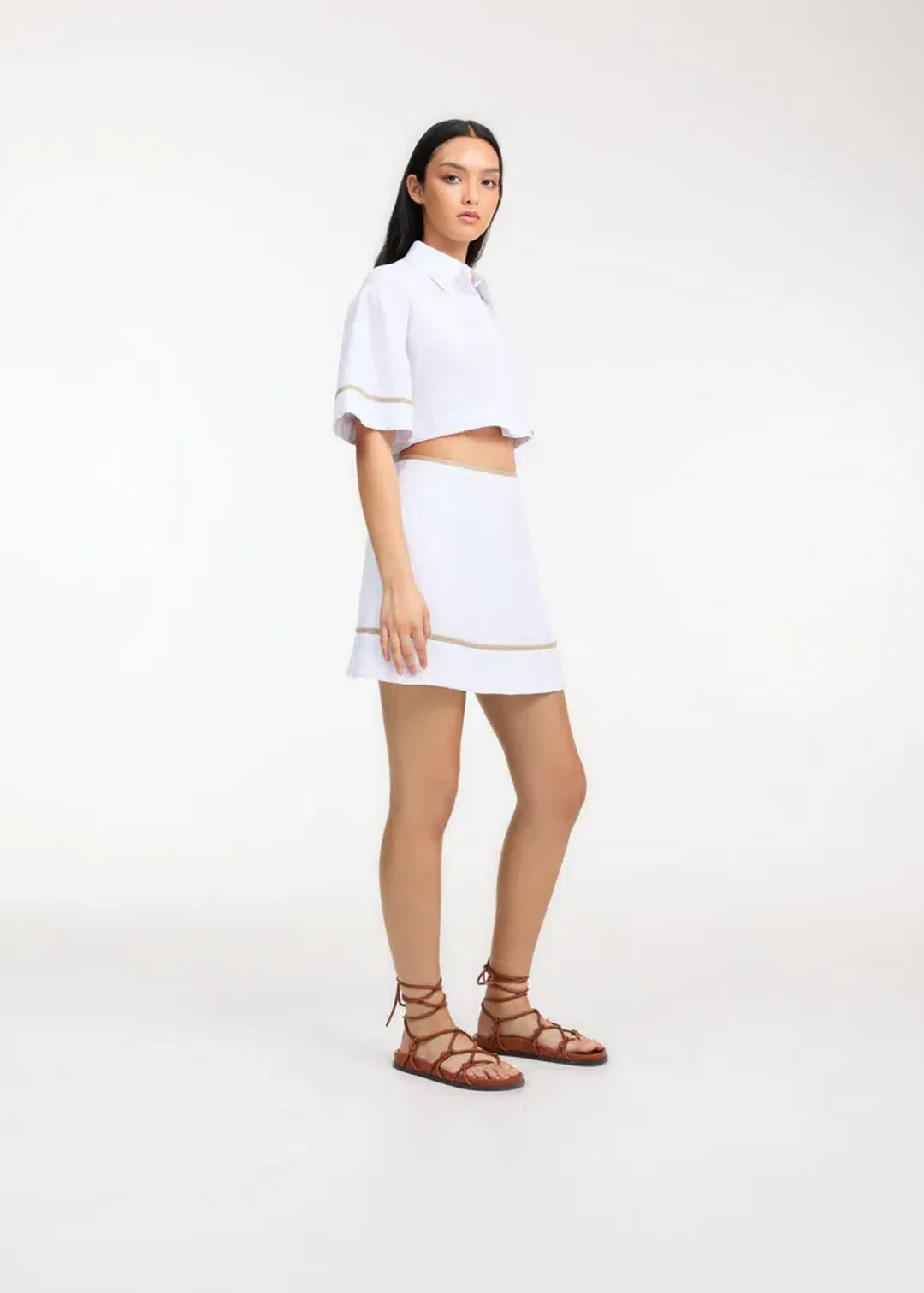 Roame Penury Crop and Horizon Mini Skirt Set White Size 6 for rent on The Volte - main image