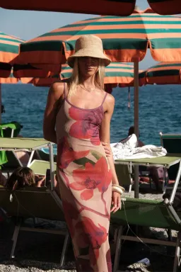 With Harper Lu Slip Maxi Dress in Mesh Fuchsia Bloom Size 8 for rent on The Volte - image 3