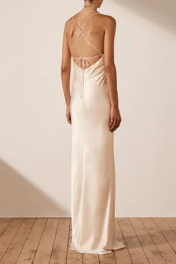 Shona Joy La Lune Lace Back Maxi Dress Cream Size 6 for rent on The Volte - image 6