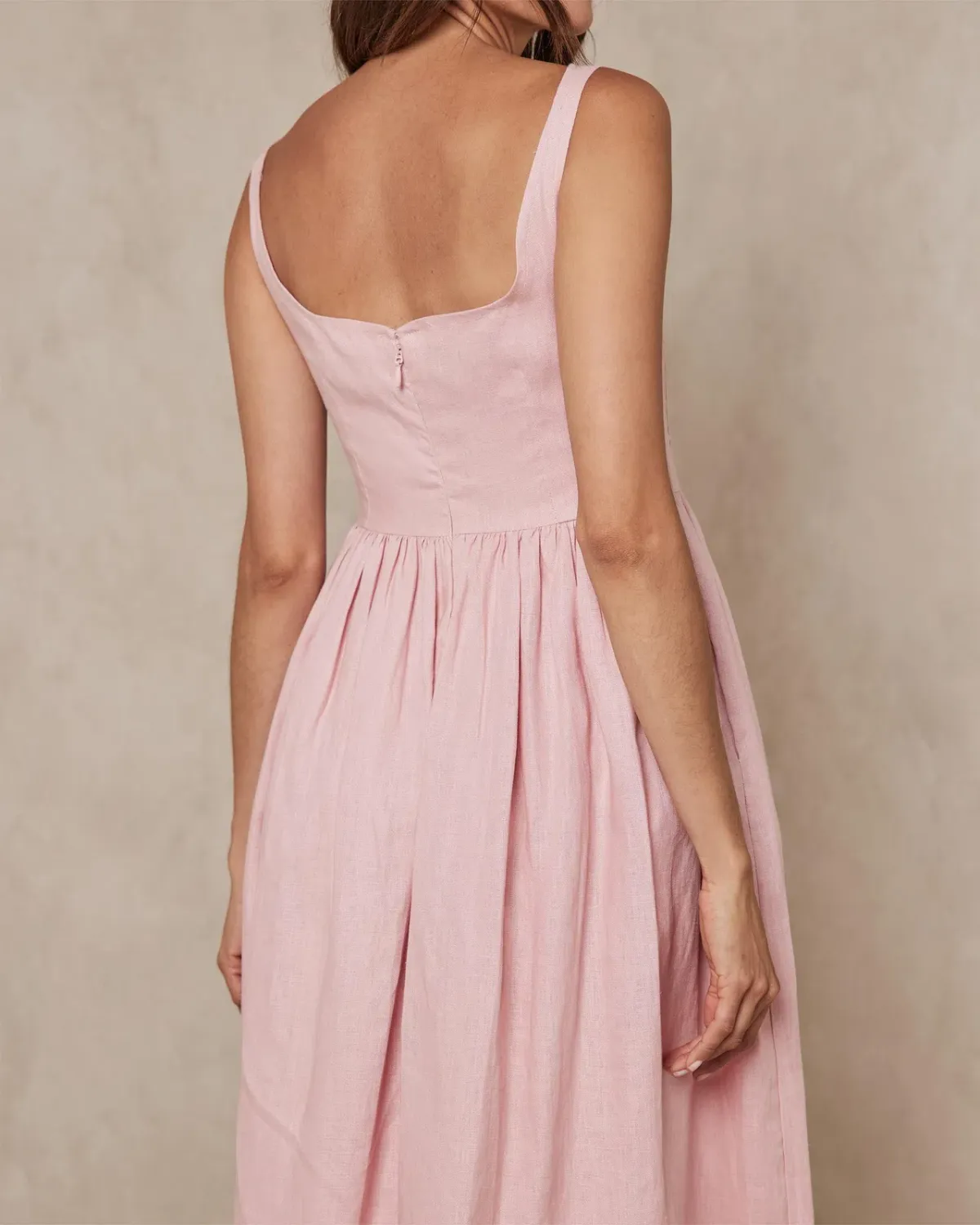 AERE Corset Midi Dress Pink Size 10 - Image 3