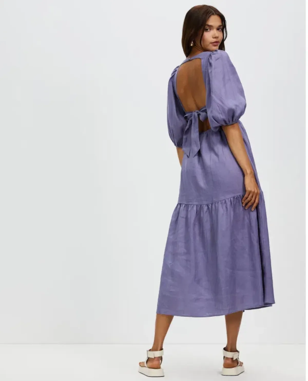 AERE Tie Back Midi Dress Purple Size 10 - Image 2