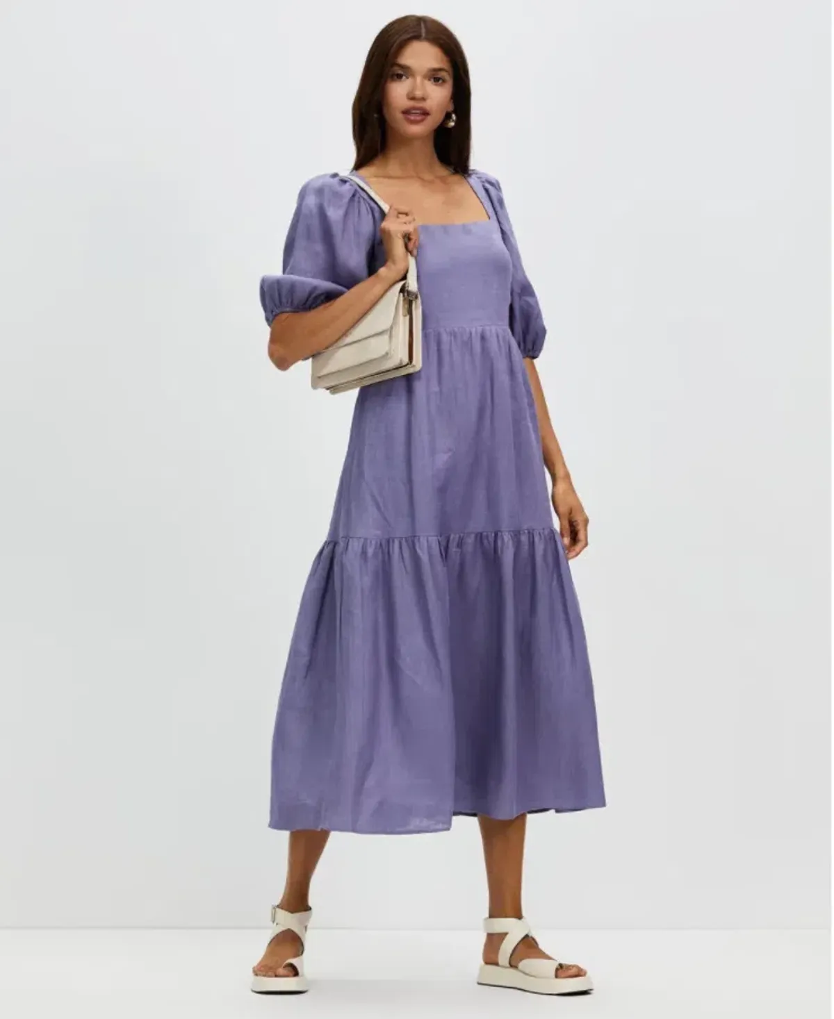 AERE Tie Back Midi Dress Purple Size 10 - Image 1