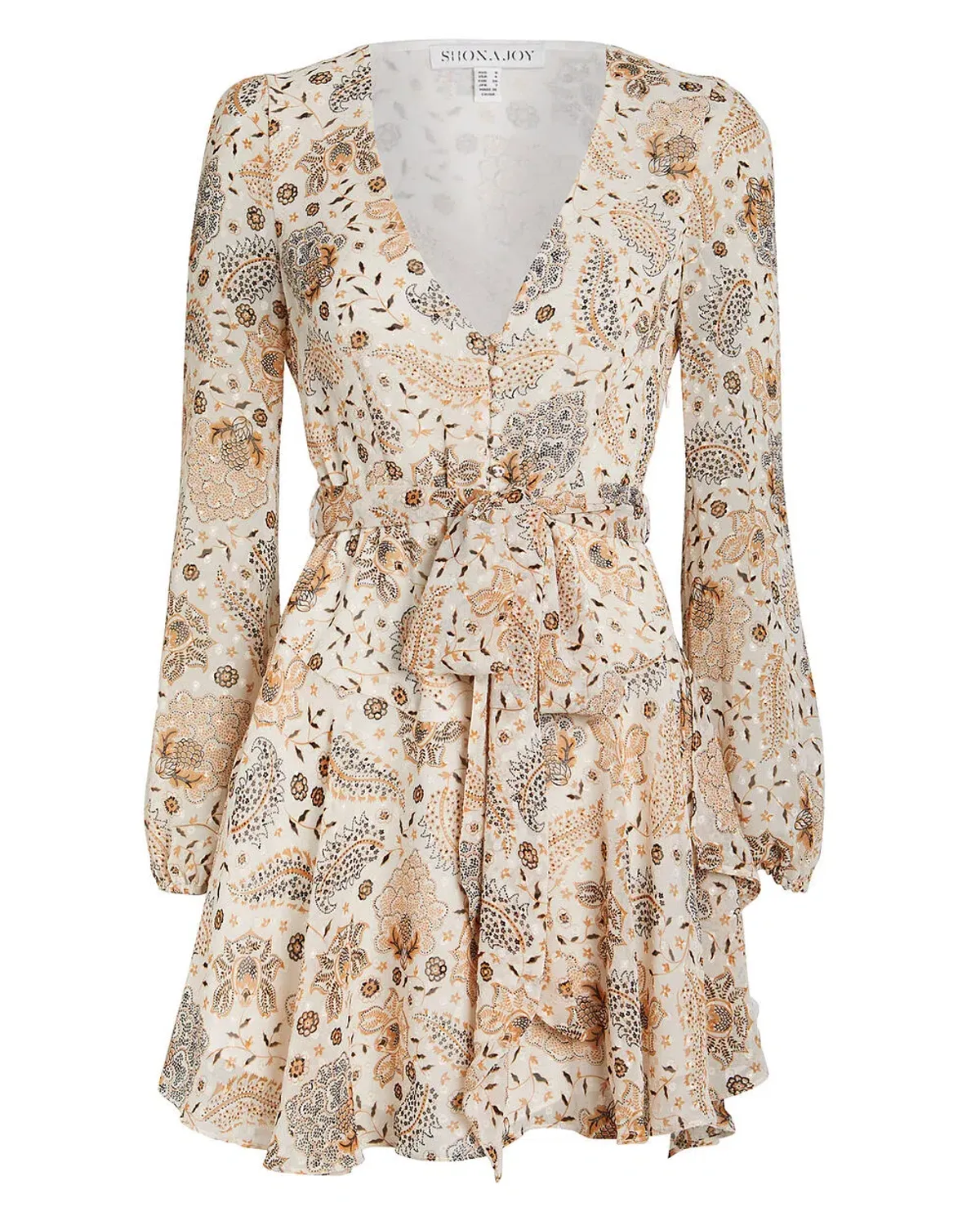 Shona Joy Miller Floral Crepe Mini Dress Ivory/Floral Size 12 - Image 5