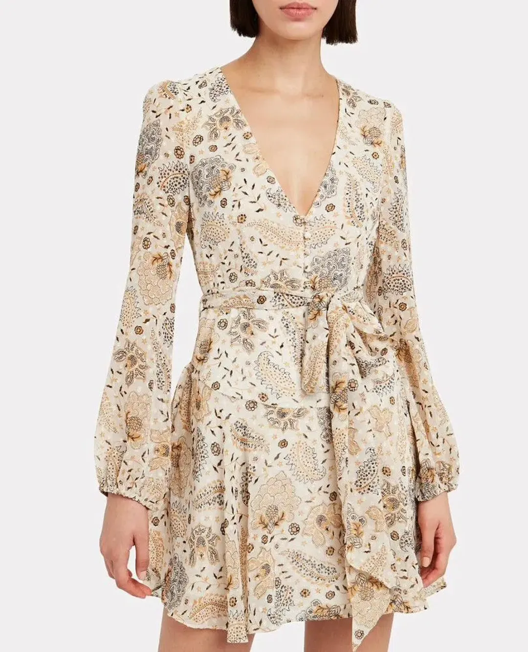 Shona Joy Miller Floral Crepe Mini Dress Ivory/Floral Size 12 for rent on The Volte - main image