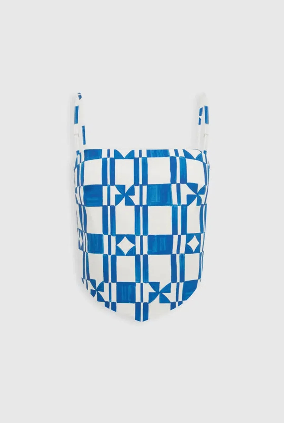 Venroy Printed Poplin Top and Pant Set in Blue/Off White Geometric Size XS/Au 6 for rent on The Volte - main image