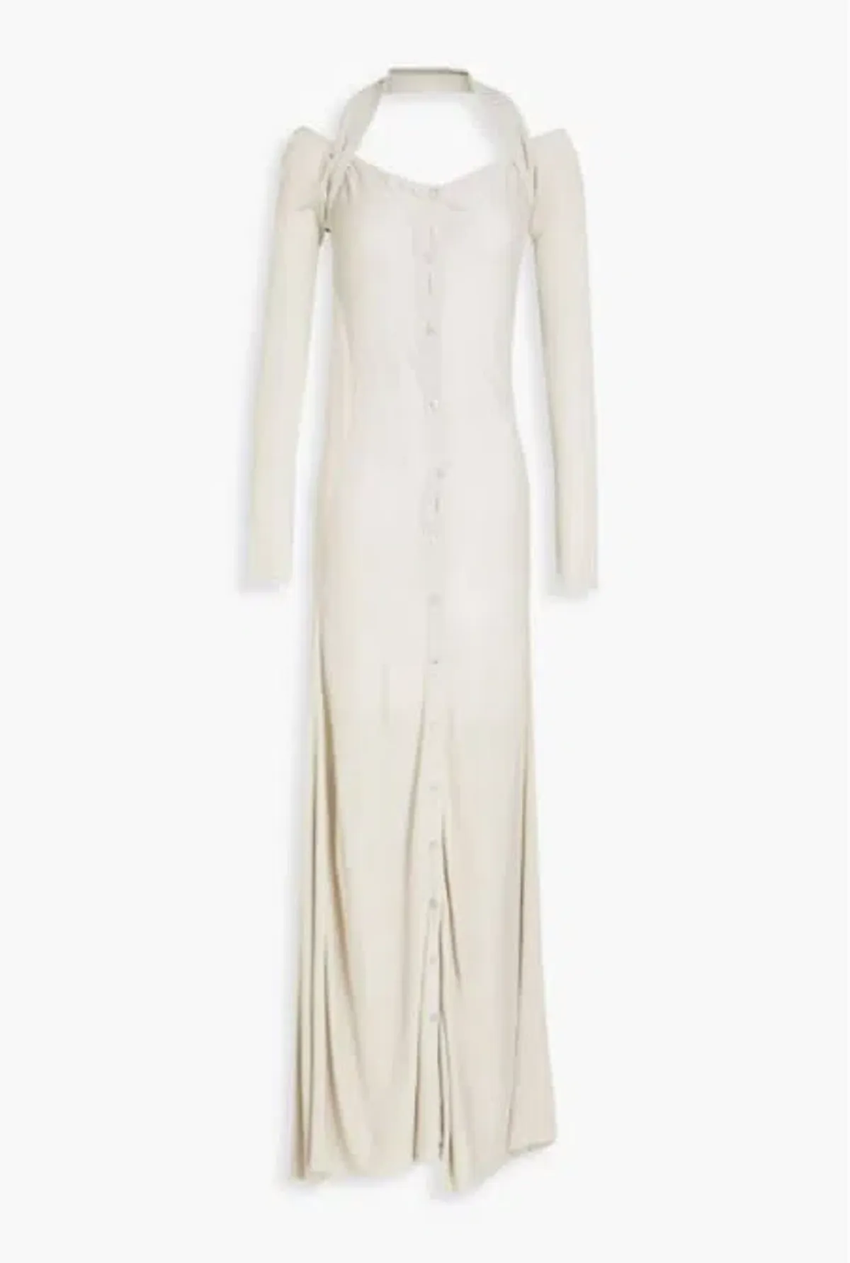 Jacquemus Lagoa Cold-Shoulder Knitted Halterneck Dress Grey Size 8 - Image 4