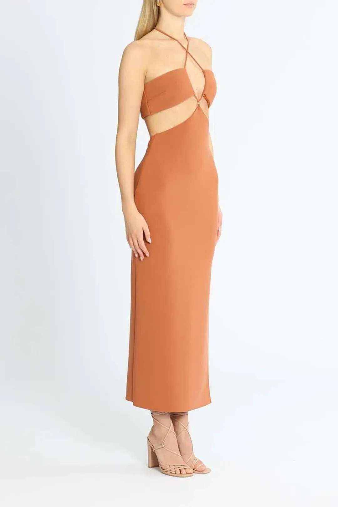 Bec and Bridge Cut Out Midi Dress Orange Size 16 for rent on The Volte - main image