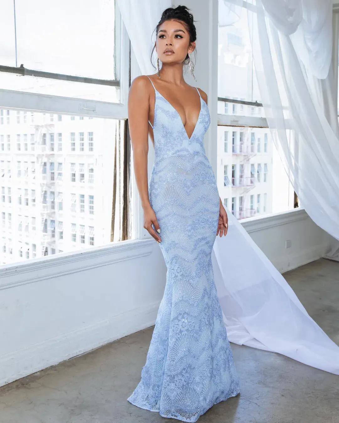 Abyss by Abby Florabelle Gown Blue Size 8 for rent on The Volte - main image
