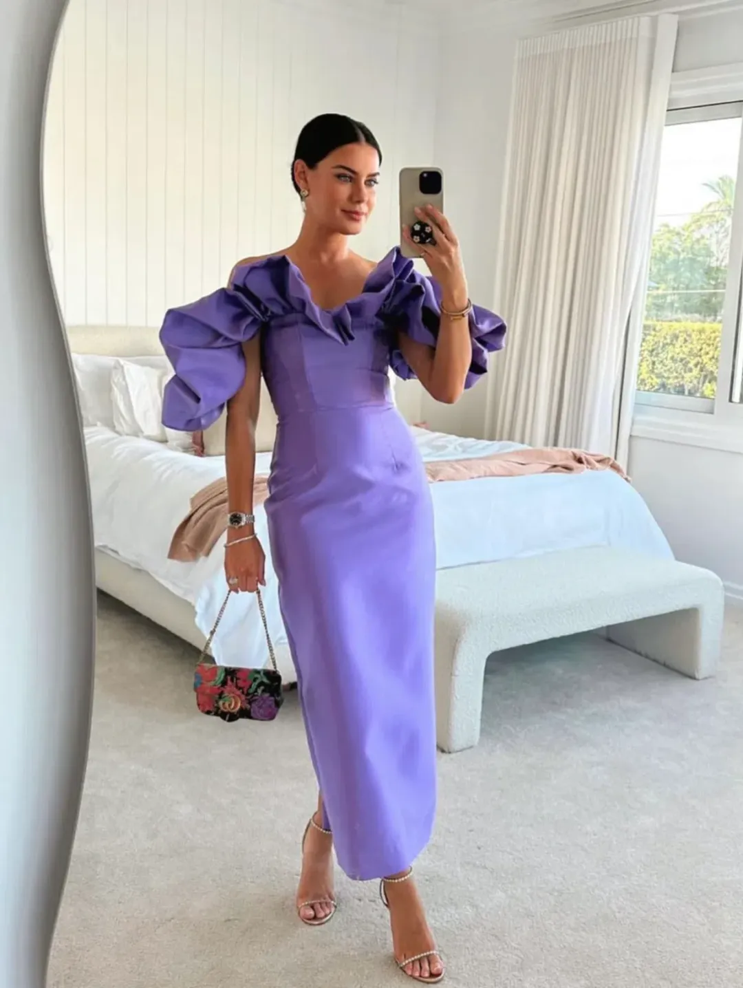Alemais Suzi Off Shoulder Midi Dress Violet Size 12 for rent on The Volte - main image