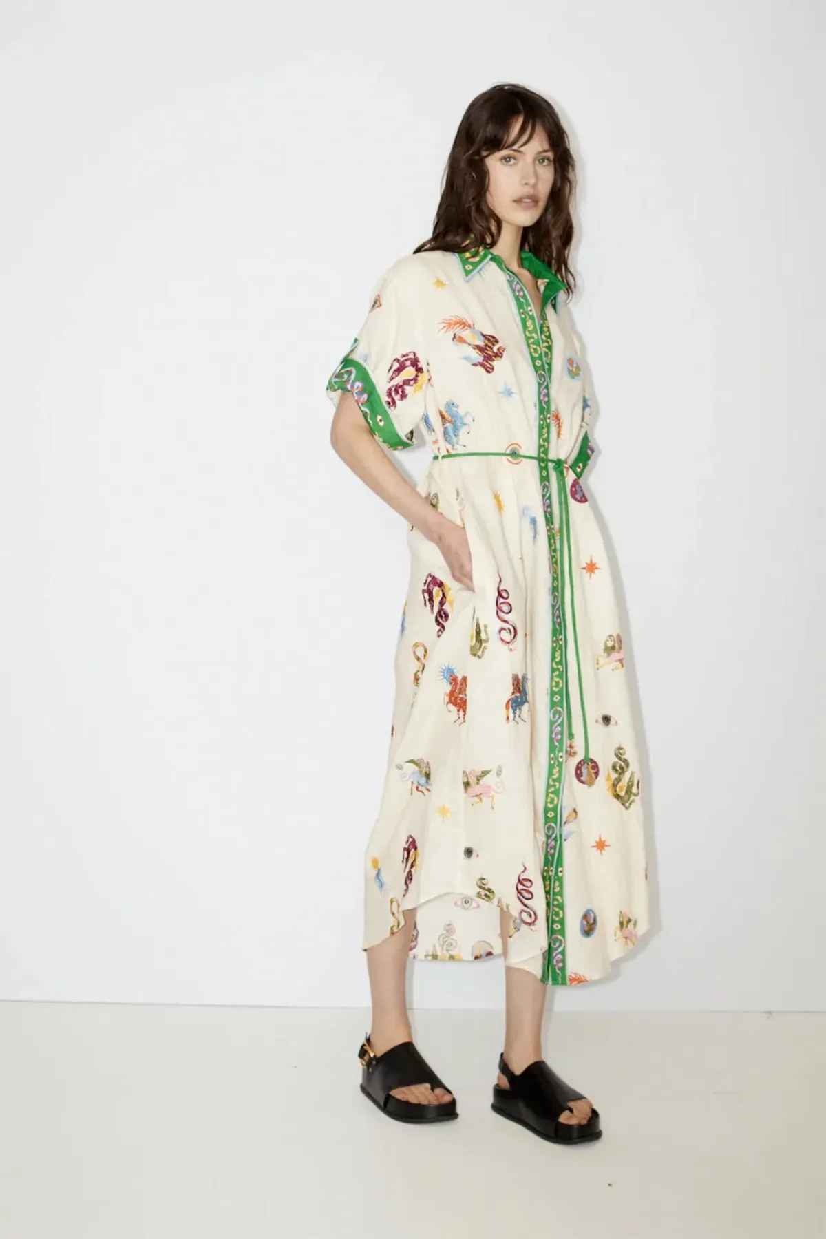 Alemais Seeker Embroidered Shirt Dress Print Size AU 6 - Image 3