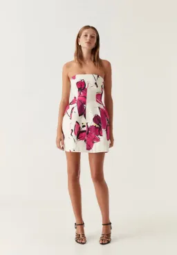 Aje Baret Strapless Mini Dress Floral Size 10 for rent on The Volte - image 1
