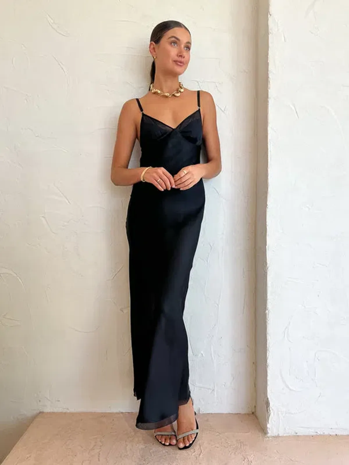 Bec & Bridge Joelle Maxi Mesh Dress Black Size 10 for rent on The Volte - main image