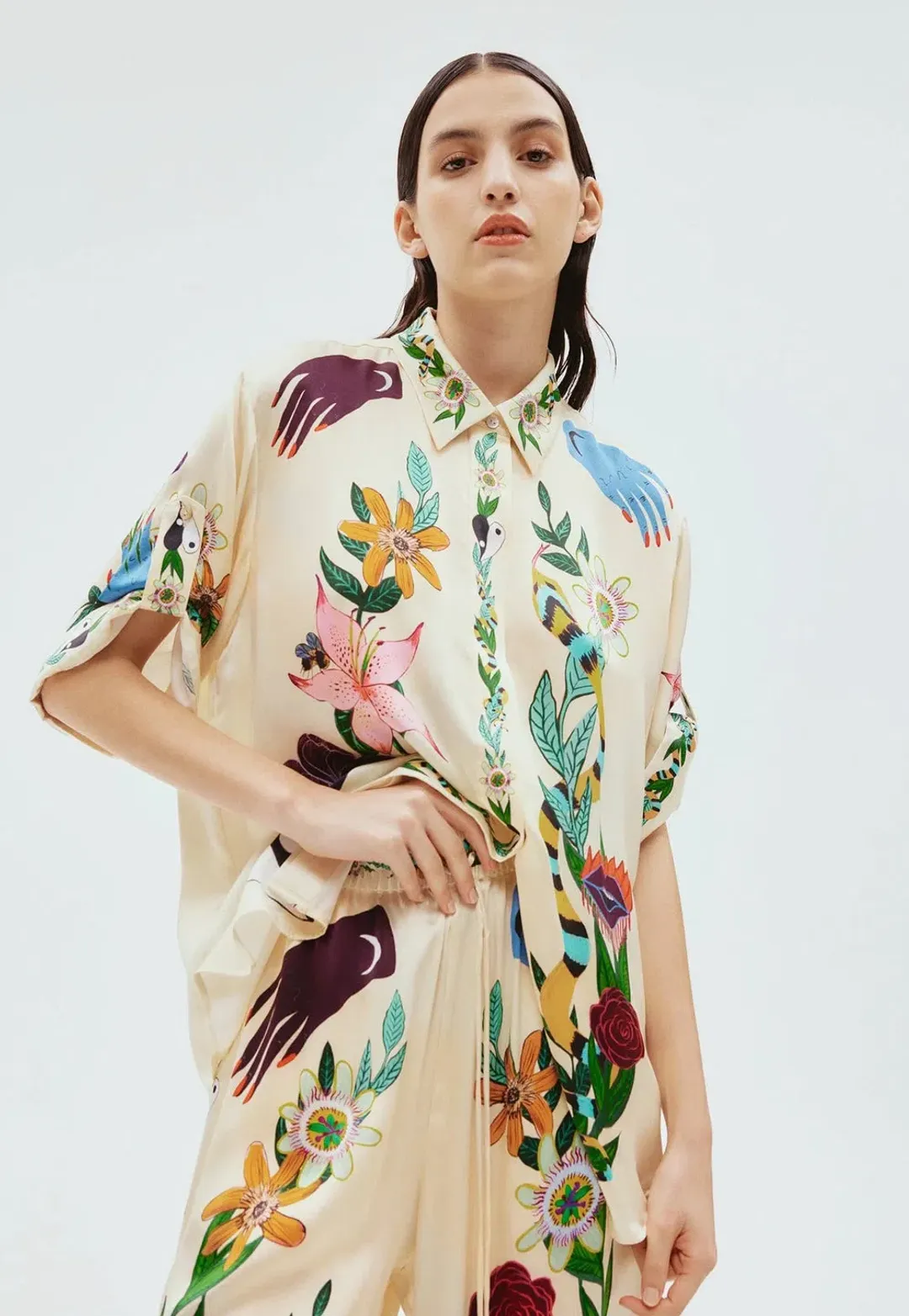 Alemais Meagan Silk Pant Size 10 And Oversized Shirt Size 8 Set Print for rent on The Volte - main image