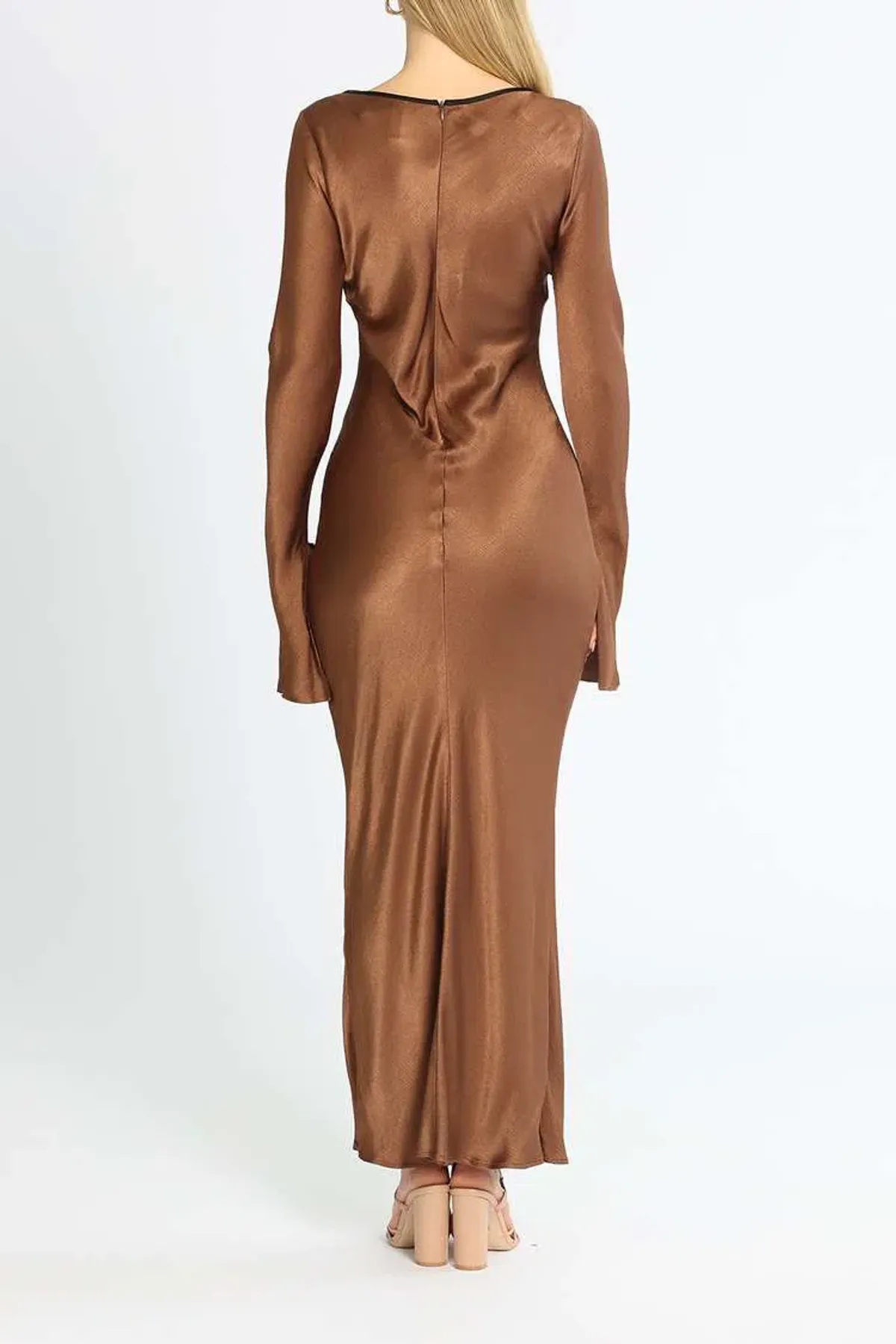 Bec and Bridge Annika Long Sleeve Maxi Dress Brown Size 8 - Image 3
