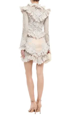 Zimmermann Unbridled Battenburg Mini Dress Buff Size 8 for rent on The Volte - image 2