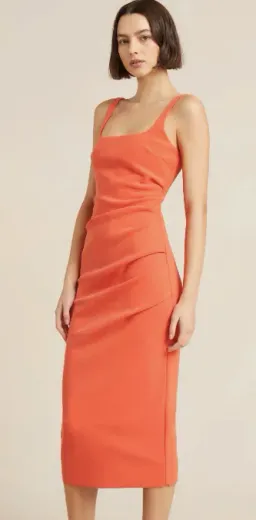 Bec & Bridge Karina Tuck Midi Dress Orange Size 12 for rent on The Volte - image 1