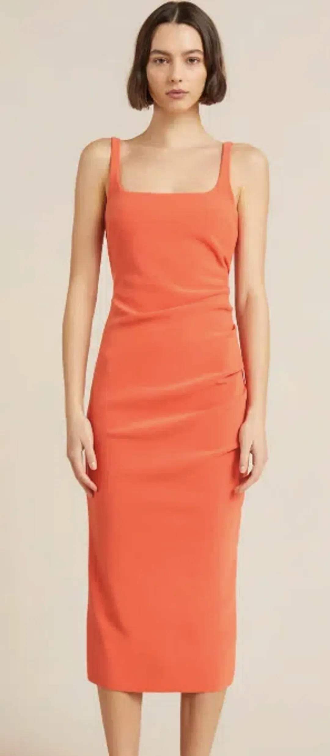 Bec & Bridge Karina Tuck Midi Dress Orange Size 12 for rent on The Volte - main image
