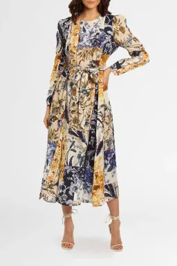 Zimmermann Aliane Patchwork Midi Dress Multi Size 16 AU for rent on The Volte - image 1