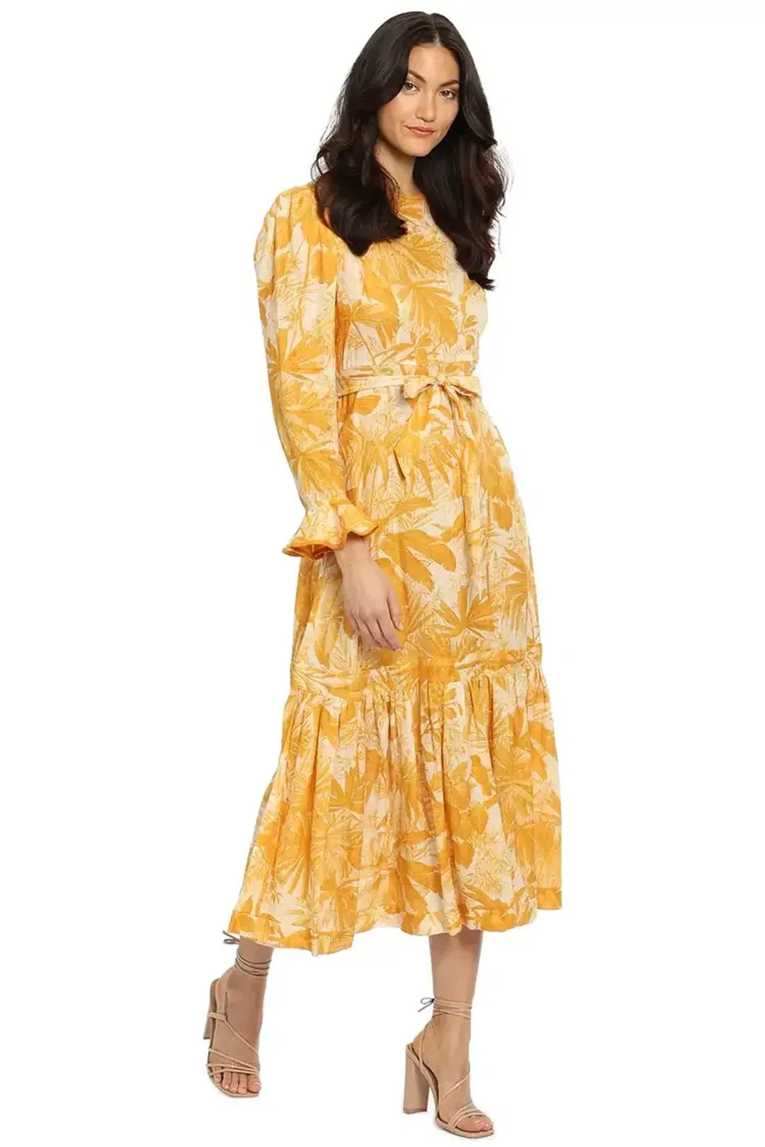 Zimmermann Mae Frill Midi Dress Yellow Size 12 AU for rent on The Volte - main image